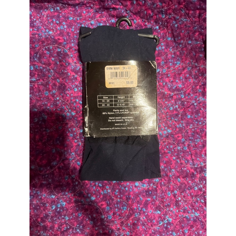 Vanity Fair Microfiber Tights Dark Navy Control Top Queen Size 3X-4X 88101 - Picture 4 of 4
